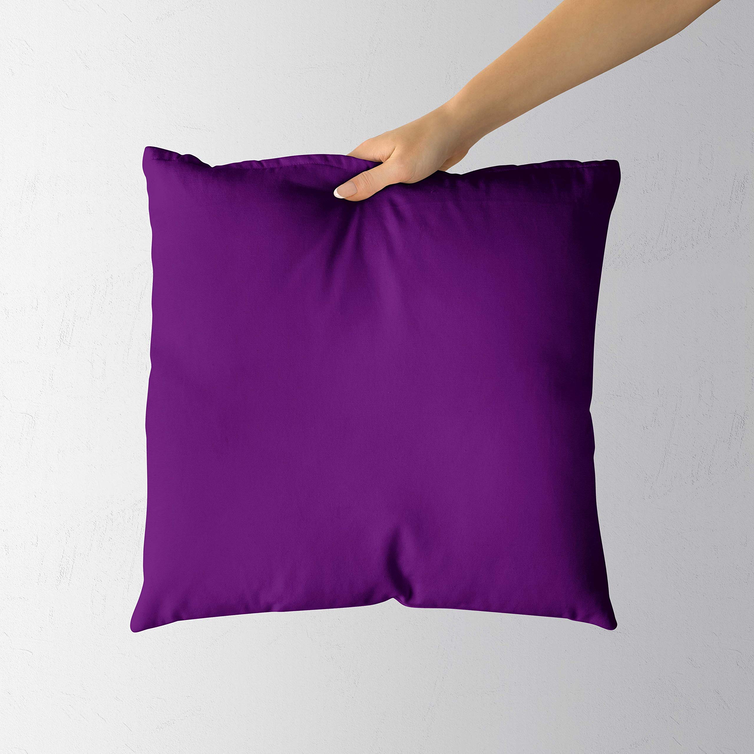 SAFFRON - Set di 2 federe per Cuscino, in Cotone Resistente, sfoderabile, Imbottitura Non Inclusa, Cotone, Viola, 32x32 inch