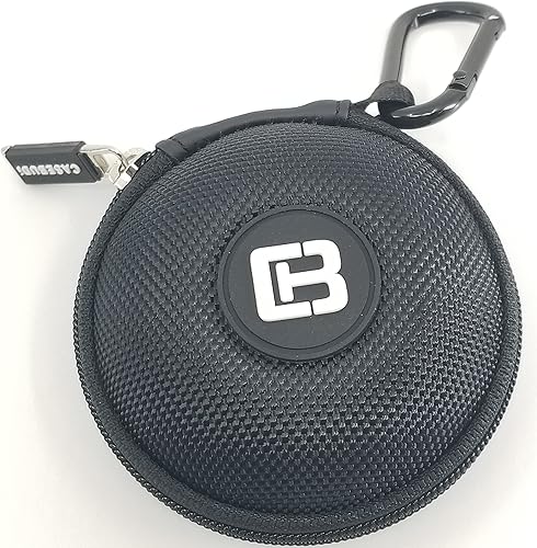 Estuche de almacenamiento redondo para auriculares y cargador de teléfono con mosquetón  Nylon balístico negro