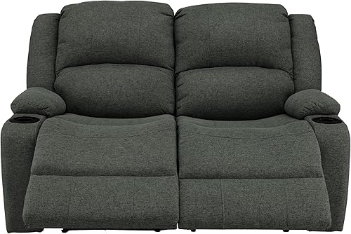 Miniatura 14 de RecPro Charles Powered - Sofá reclinable doble y sofá biplaza Muebles de pared Hugger RV – Tela de avena de 80 pulgadas