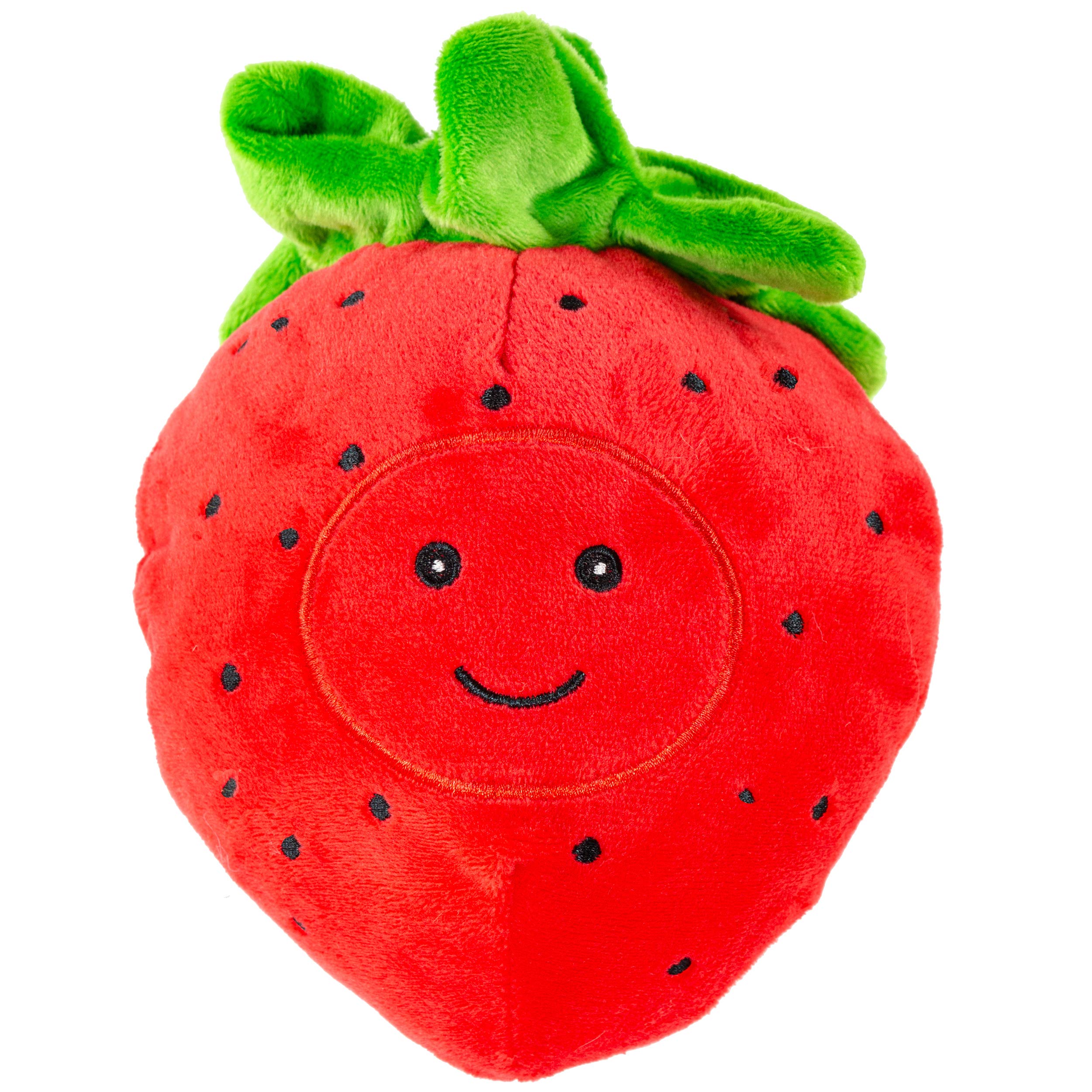 Giftable WorldPet Plush Pet Toy Fruits, Cupcakes, Ice Creams, Mug with Squeaker Dog Chew Toy (6" Sweet Strawberry)