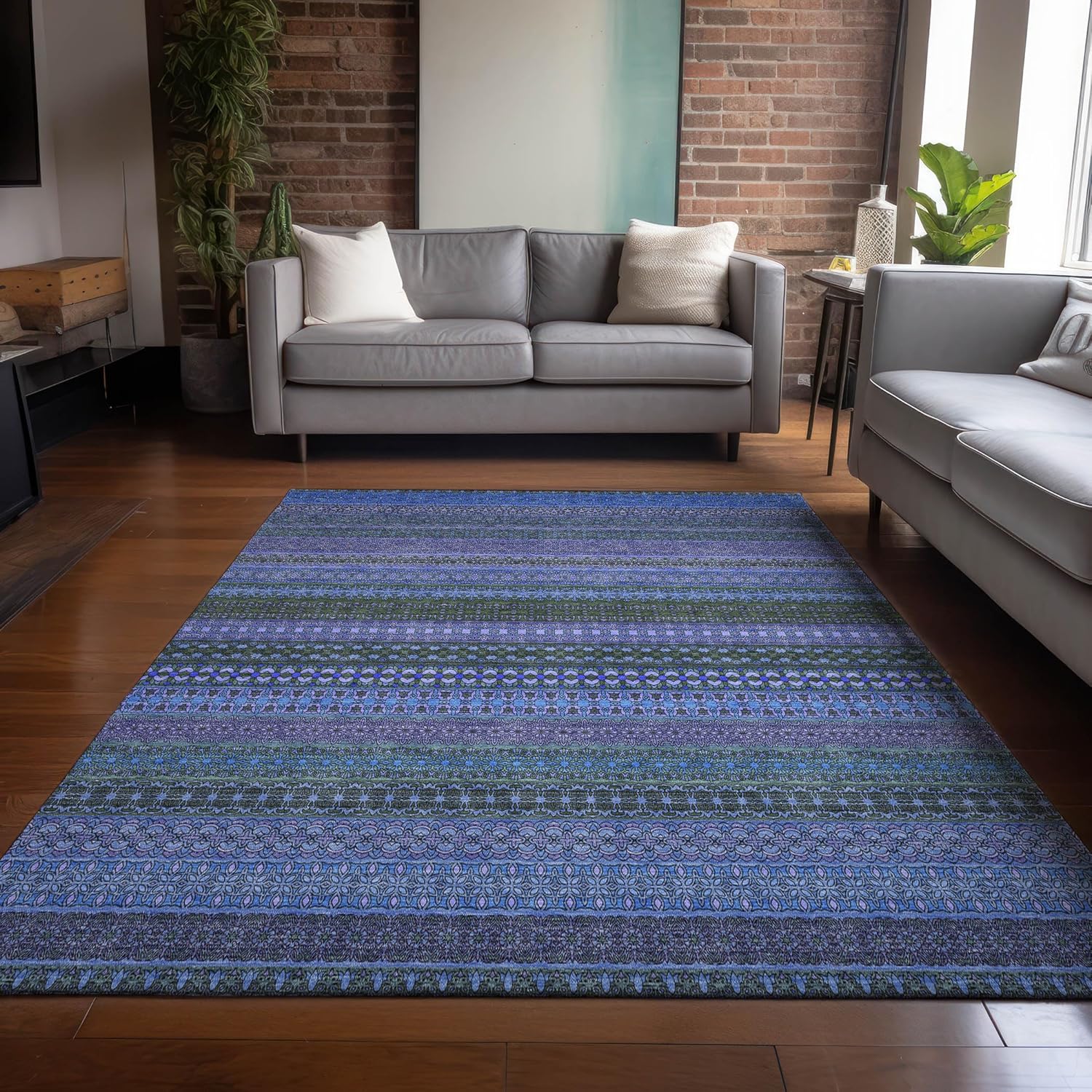 Addison Rugs Chantille ACN527 Blue 3' x 5 Indoor Outdoor Area Rug, Stain Resistant, Machine Washable, Non Shedding, Bedroom, Living Room, Dining Room, Kitchen Rug