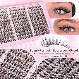 Goddvenus Lash Clusters Kit Wispy Eyelash Clusters Lashes Natural DIY Lash Extension Kit 10-16mm Cluster Eyelash Extensions Kit 300pcs C Curl Individual Lashes Cluster Eyelash (No Tweezers)