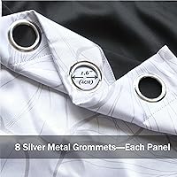 Vista 5 de Juego de 2 paneles de cortinas 100% opacas, negro, blanco, gris, floral, negro, elegante, con aislamiento térmico, tratamiento de ventana