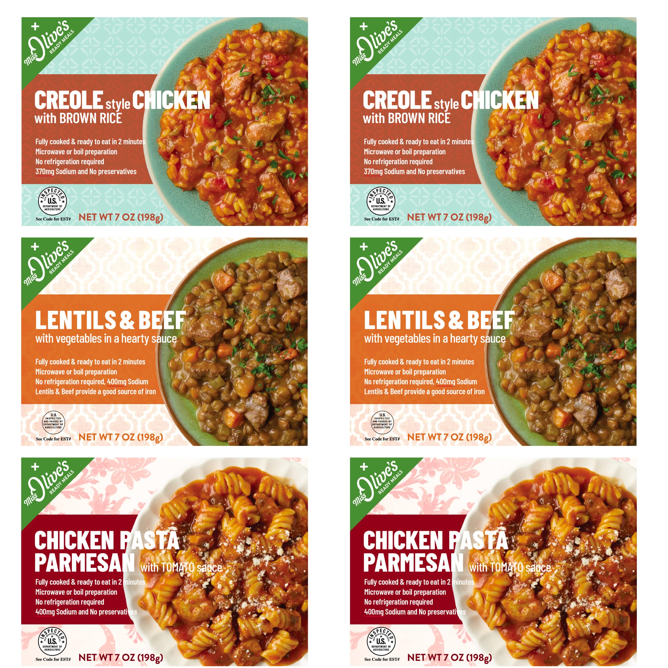 Protein Pack Microwavable Shelf Stable Ready Meals (Bundle of 6: 2 Each Item)