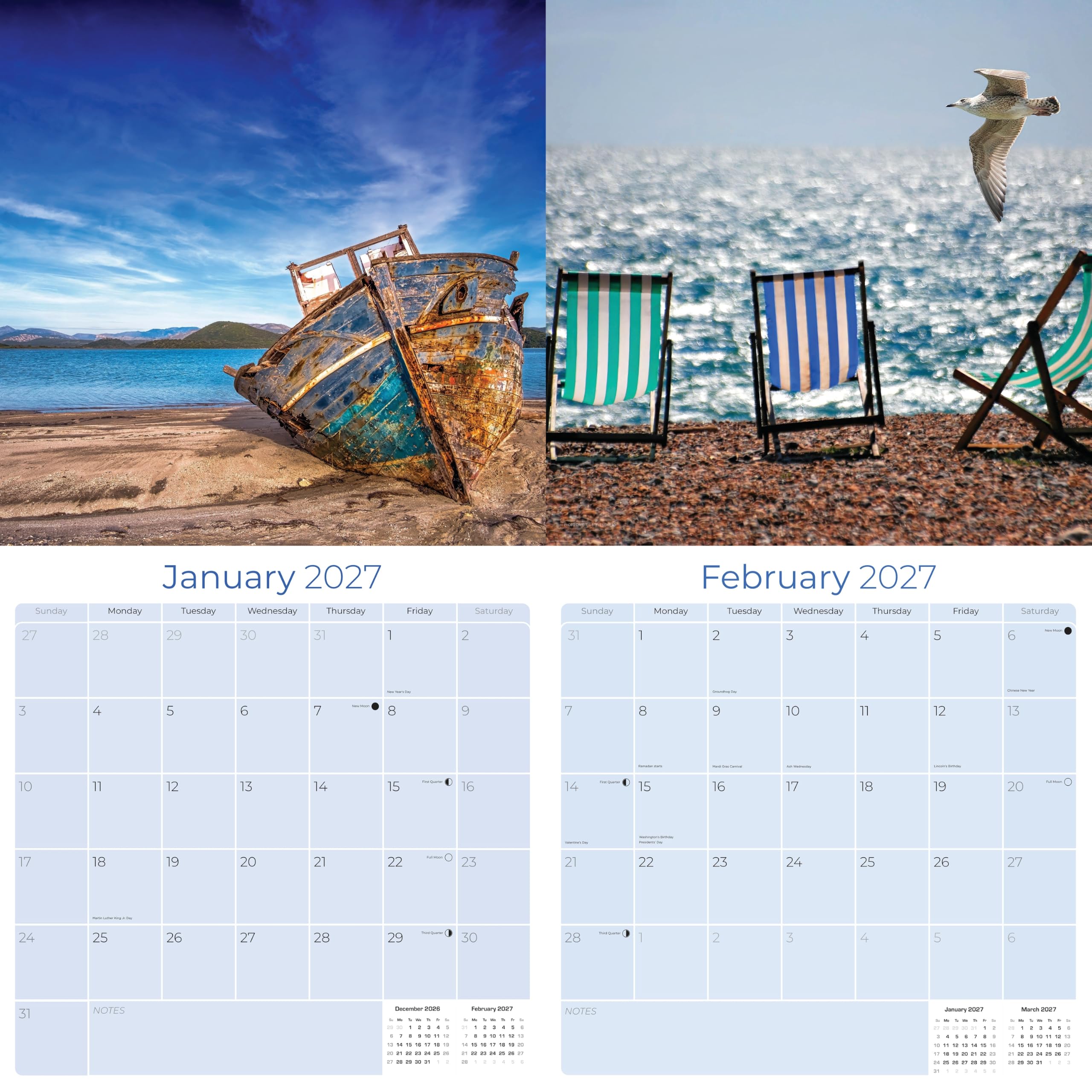 Calendario da parete per isole tropicali, calendario da viaggio, calendario da parete 2020-2021 - 16 mesi