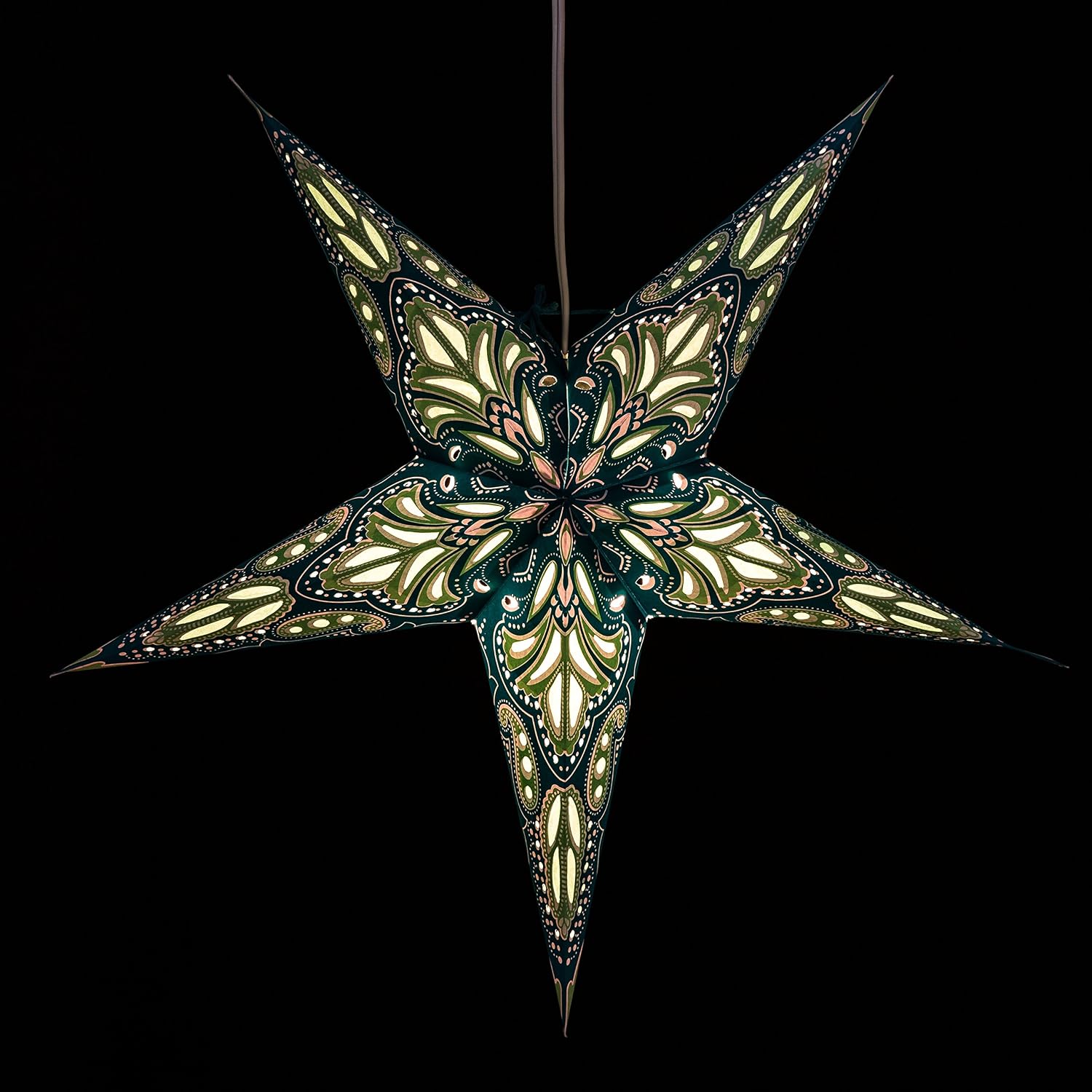 Lotus Paper Star Lantern with 12 Foot Power Cord Included