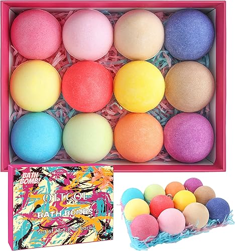 Juego de 12 bombas de baño para mujeres, mamá, novia, fizzies, manteca de karité y coco hidratante, perfecto para baño de burbujas y spa. Hecho a