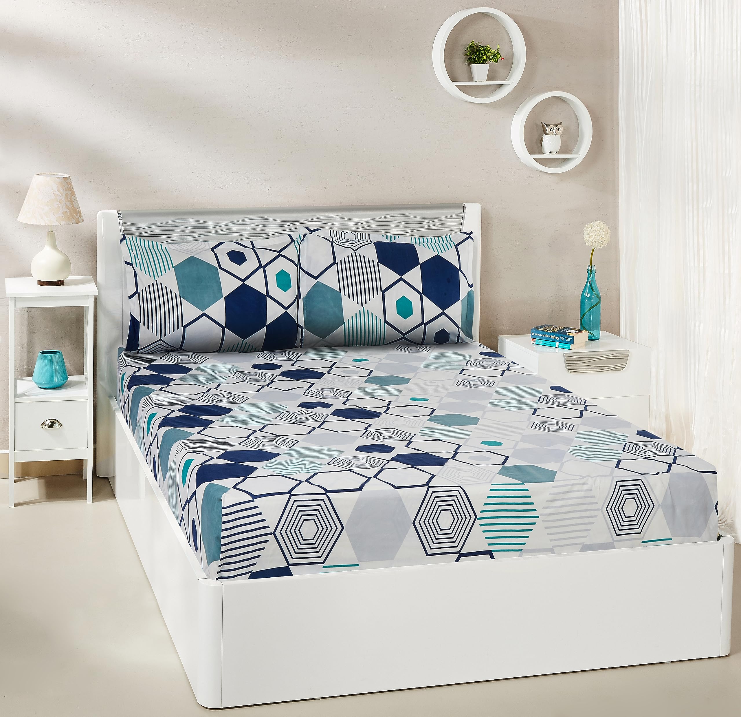 Amazon Brand - Solimo Cobalt Dreams Double Bedsheet with 2 Pillow Covers - 120 GSM-Multi_Ewdbs74, 144 Tc, Polyester (B0CCDBDC5Y) Amazon Price History, Amazon Price Tracker