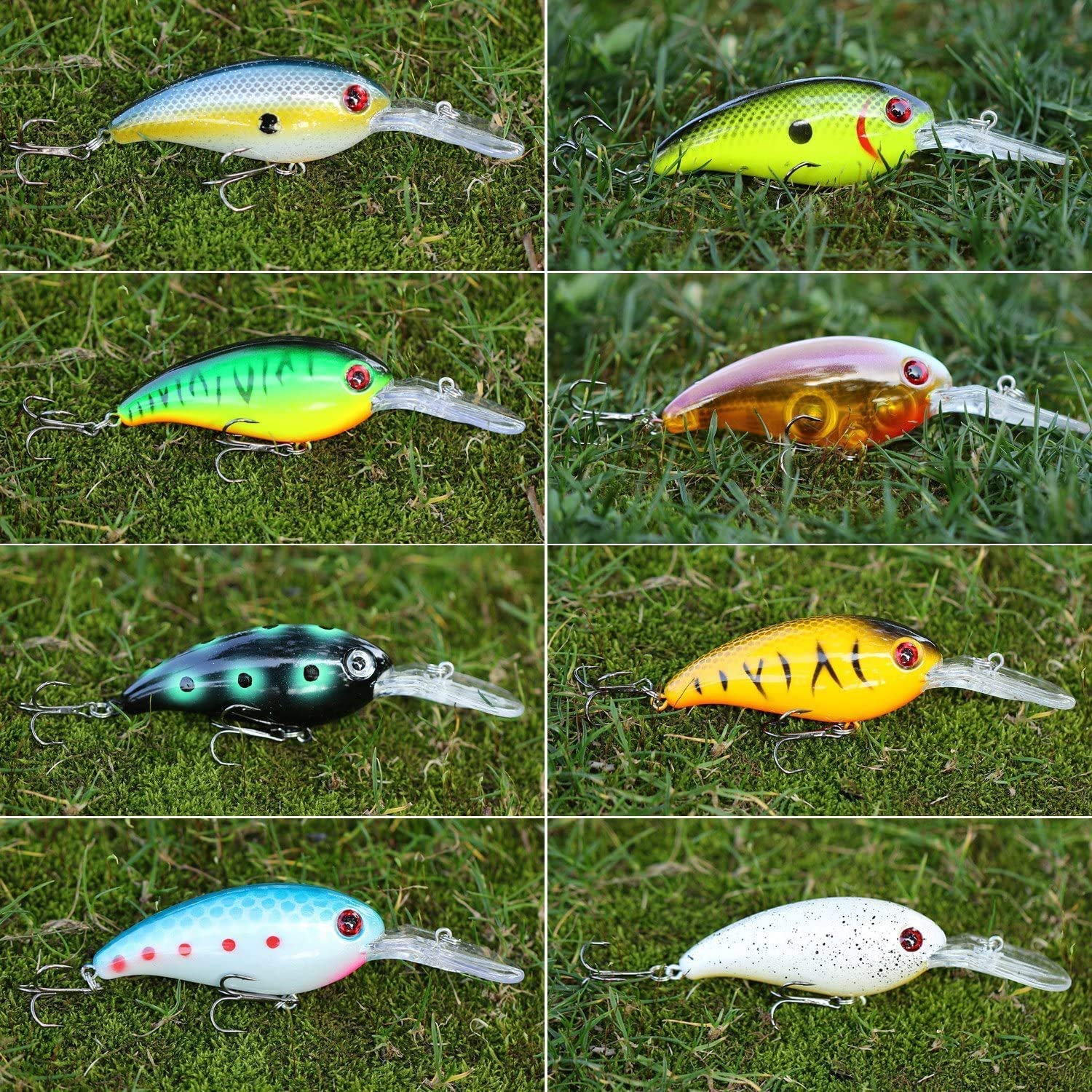 Sougayilang Señuelos de Pesca Superficial Buceo Profundo Swimbait Crankbait Pesca Wobble Cebos Duros multiarticulados para truchas de Agua Dulce y Agua Salada 8pcs / Pack