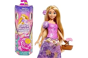 Mattel Disney Princess Rapunzel Spin & Reveal Fashion Doll Set, 11 Surprises and Play Scene