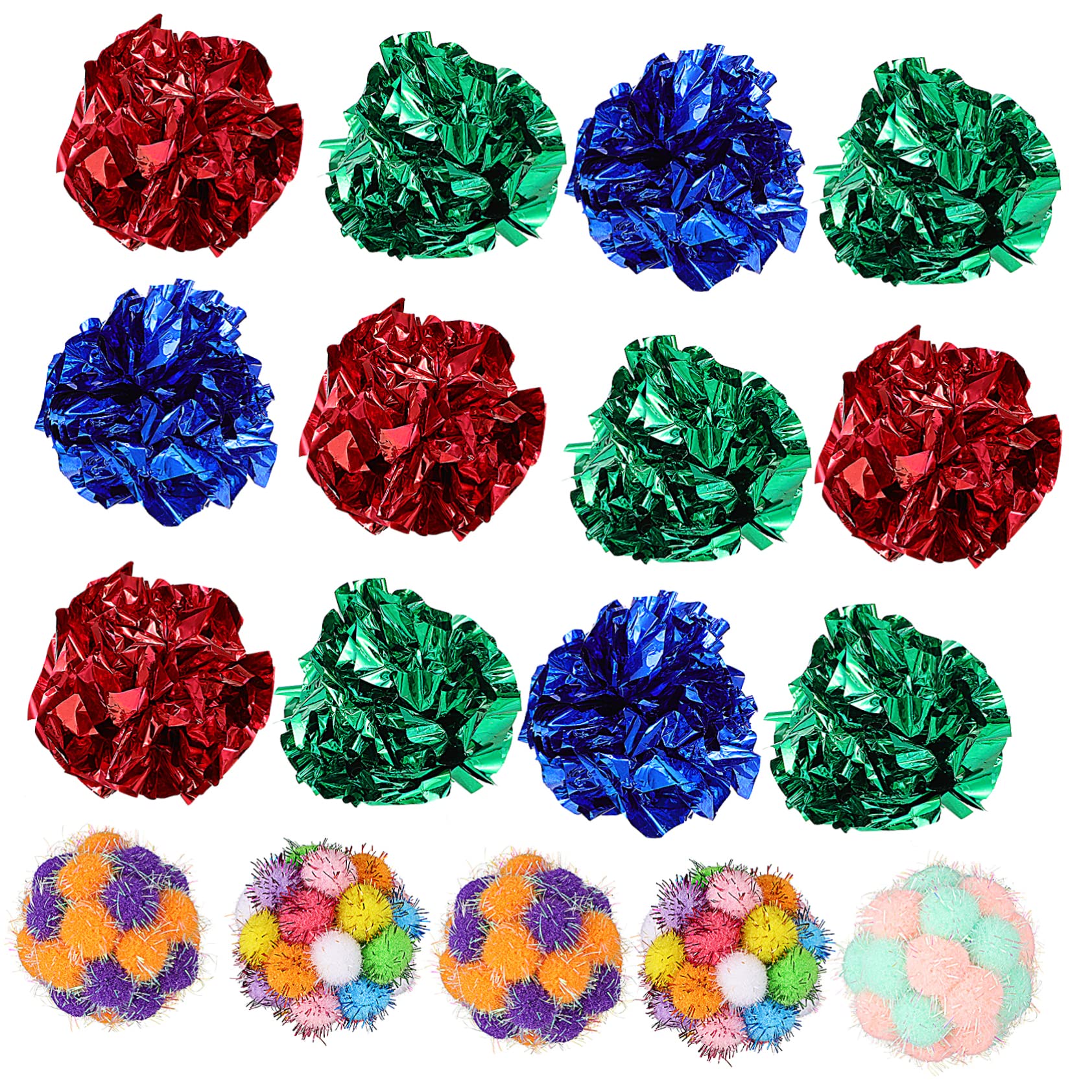 Hemoton 25 Pcs Plush Cat Crinkle Balls for Indoor Cats Interactive Plush Ball for Kittens Provides Exercise and Entertainment for Boredom Relief