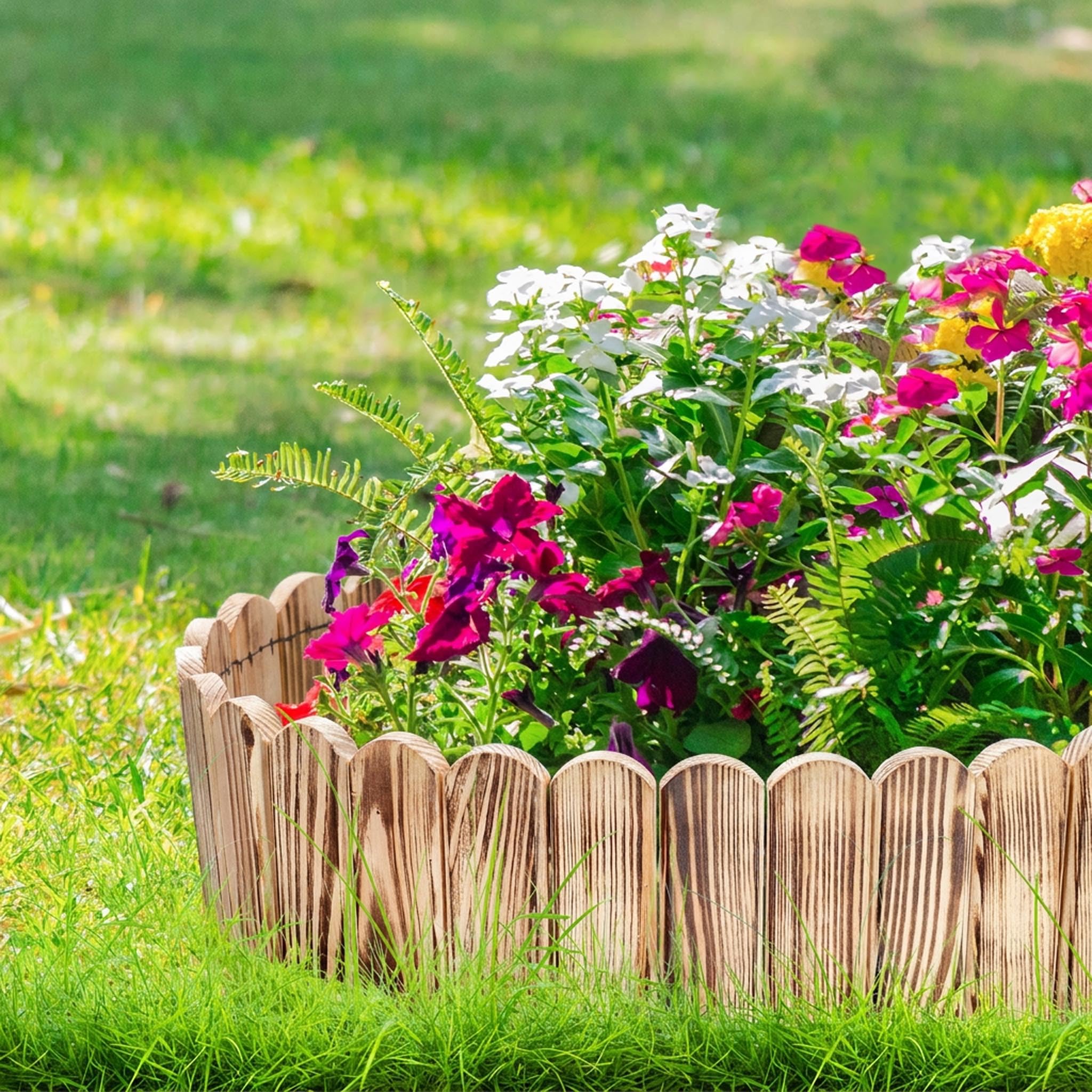 KOTARBAU® Staccionata in Legno per Giardino - 200 x 10 cm - Recinzione Giardino Esterno - Legno Bruciato - Steccato