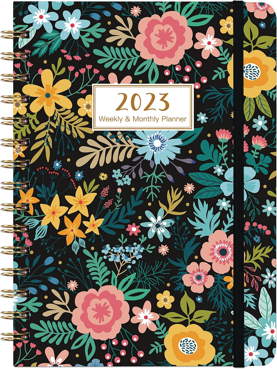 2023 Planner - Planner 2023, January 2023 - December 2023, Weekly & Monthly Planner with Tabs, 6.37" x 8.46", Hardcover + Inner Pocket + Thick Paper - Colorful Flower