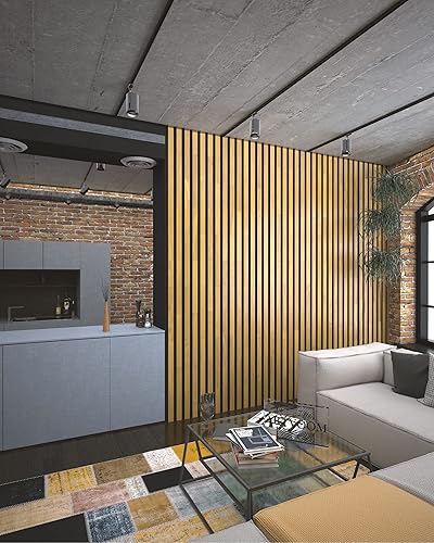 Vista 18 de Wood slat wall panel, art 3d wall panels wood, wood wall panels for interior wall decor, wall decor living room modern minimalist, wood slat wall