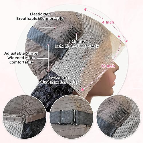 Miniatura 6 de LYBYL Pelucas de cabello humano con encaje frontal transparente HD de 13 x 4 pulgadas, pelucas de cabello humano con encaje frontal transparente HD