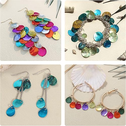 Miniatura 3 de Firstmeet 60 cuentas de concha de mejillón natural en forma de gota de agua con parte trasera iridiscente para hacer joyas artesanales