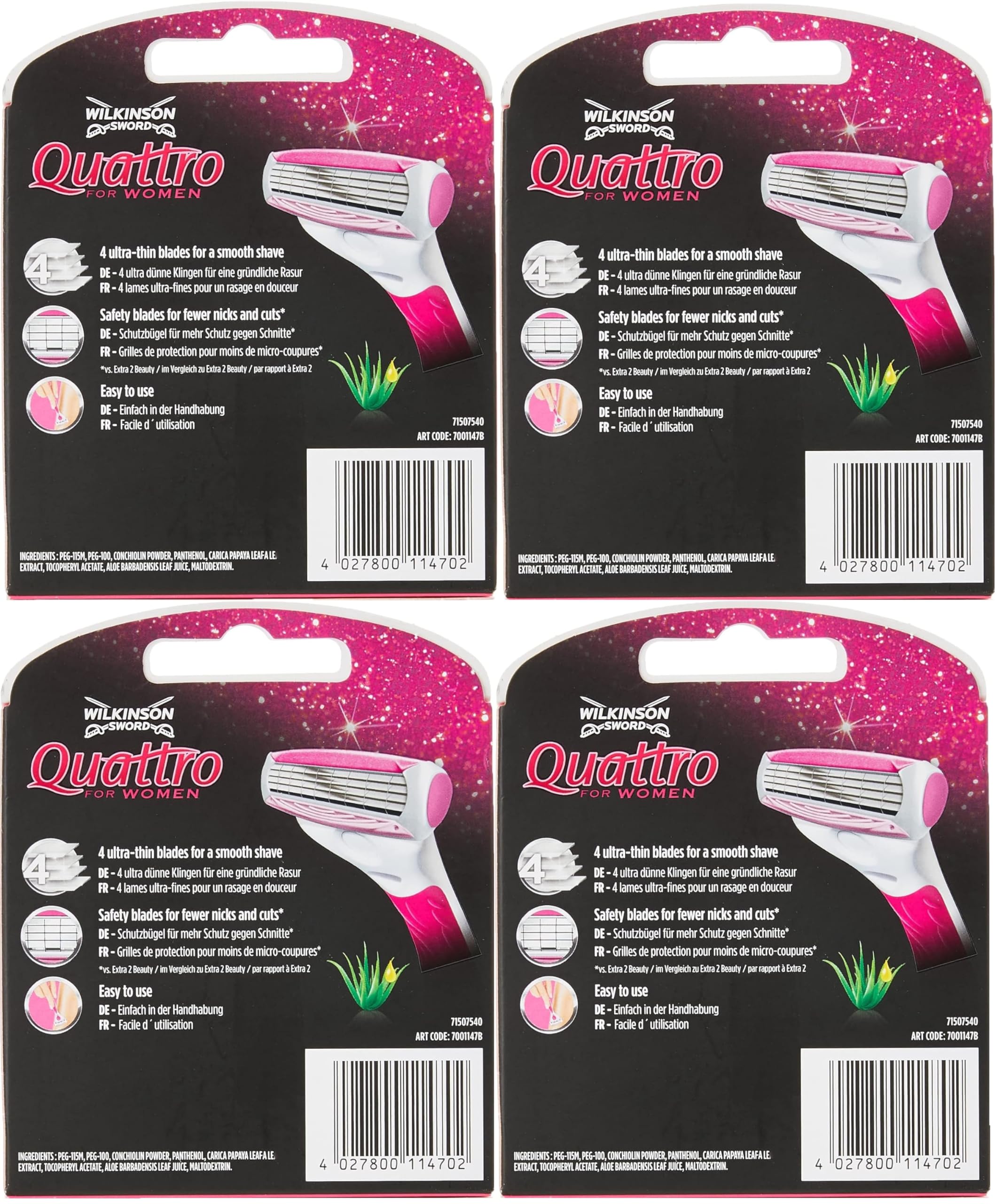 WILKINSON SWORD Quattro For Women Smooth Glide 24 Rasierklingen Nachfüllpackungen