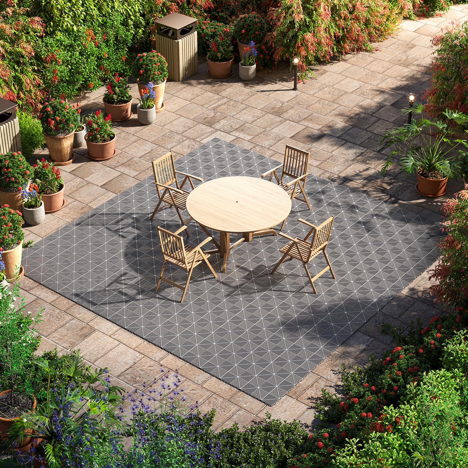 VEVOR Set di Tappetini di Drenaggio ad Incastro 55 pezzi, Set di Piastrelle 31 x 31 cm per Pavimenti da Garage Antiscivolo Drenante Materiale in PP Pavimentazione Modulare per Ambienti Umidi, Grigio