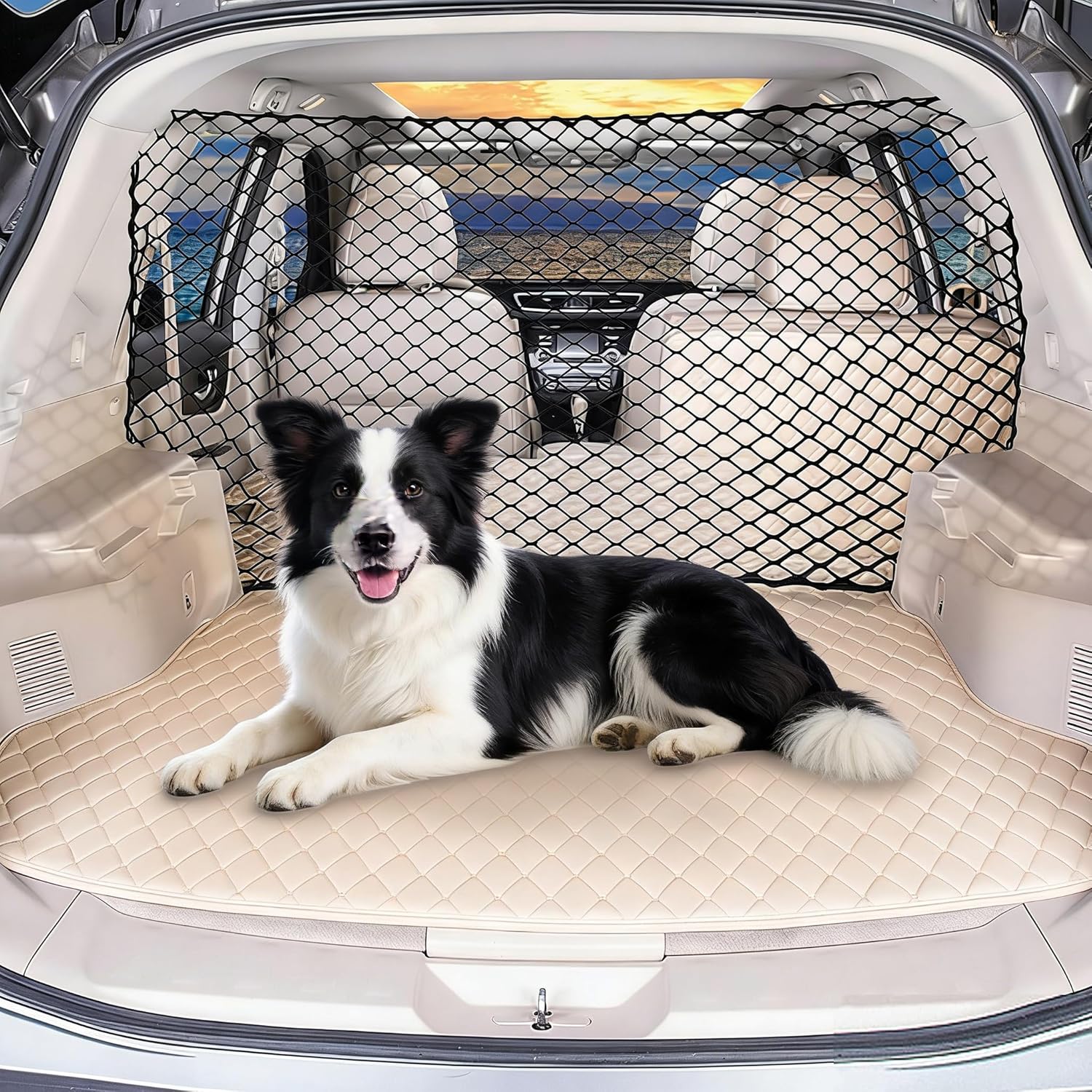 Dog Car Barrier for Dodge Collar Caliber Journey Ram, Elastic Mesh Pet Barrier Prevents Dogs from Jumping Forward, Car Net for Dogs for SUV Cargo Area & Back Seat