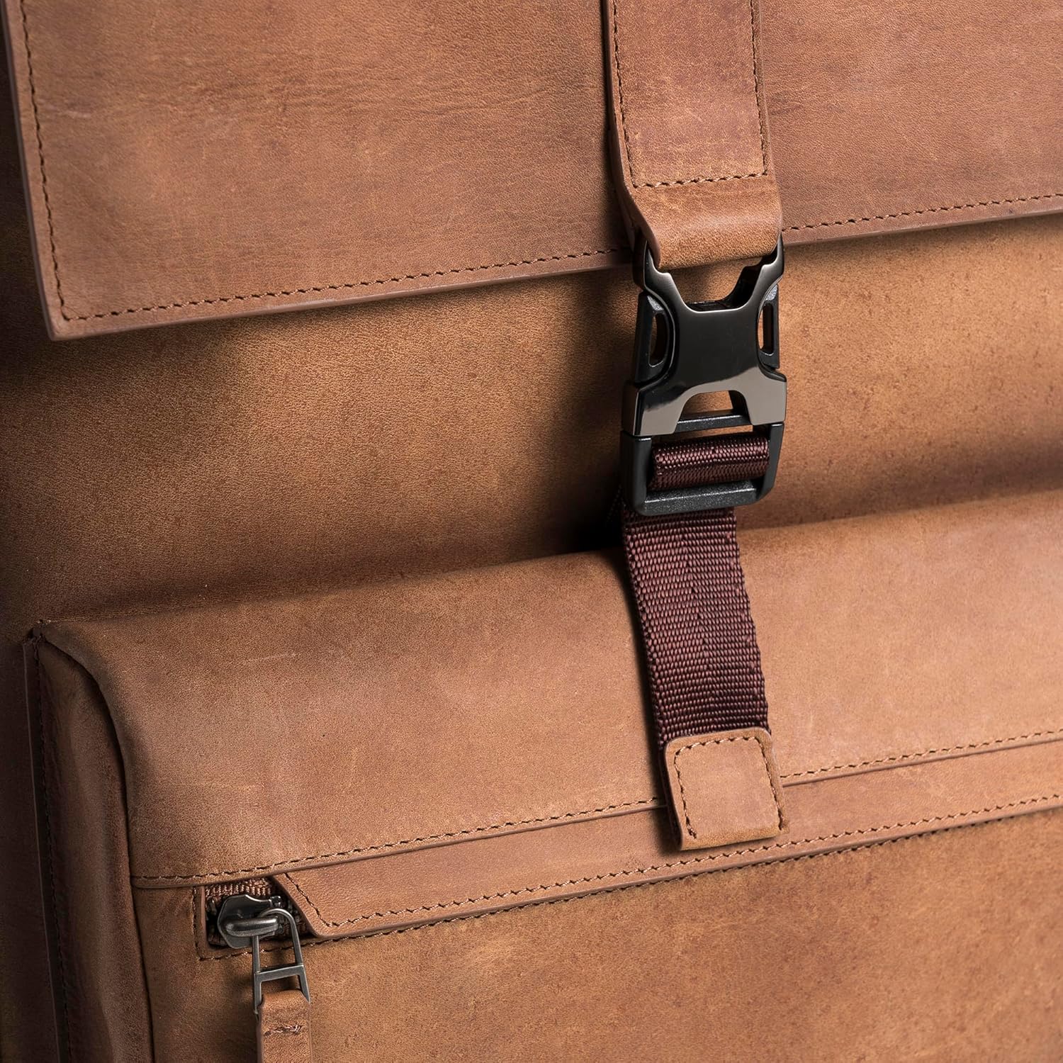 Leather Backpack for Men & Women, Classic Brown - Handcrafted Top Grain Leather Backpack with 17-Inch Laptop Sleeve - Lightweight, Stylish & Durable for Business, Travel & Work - 33cm x 16cm x 40cm - Image 9