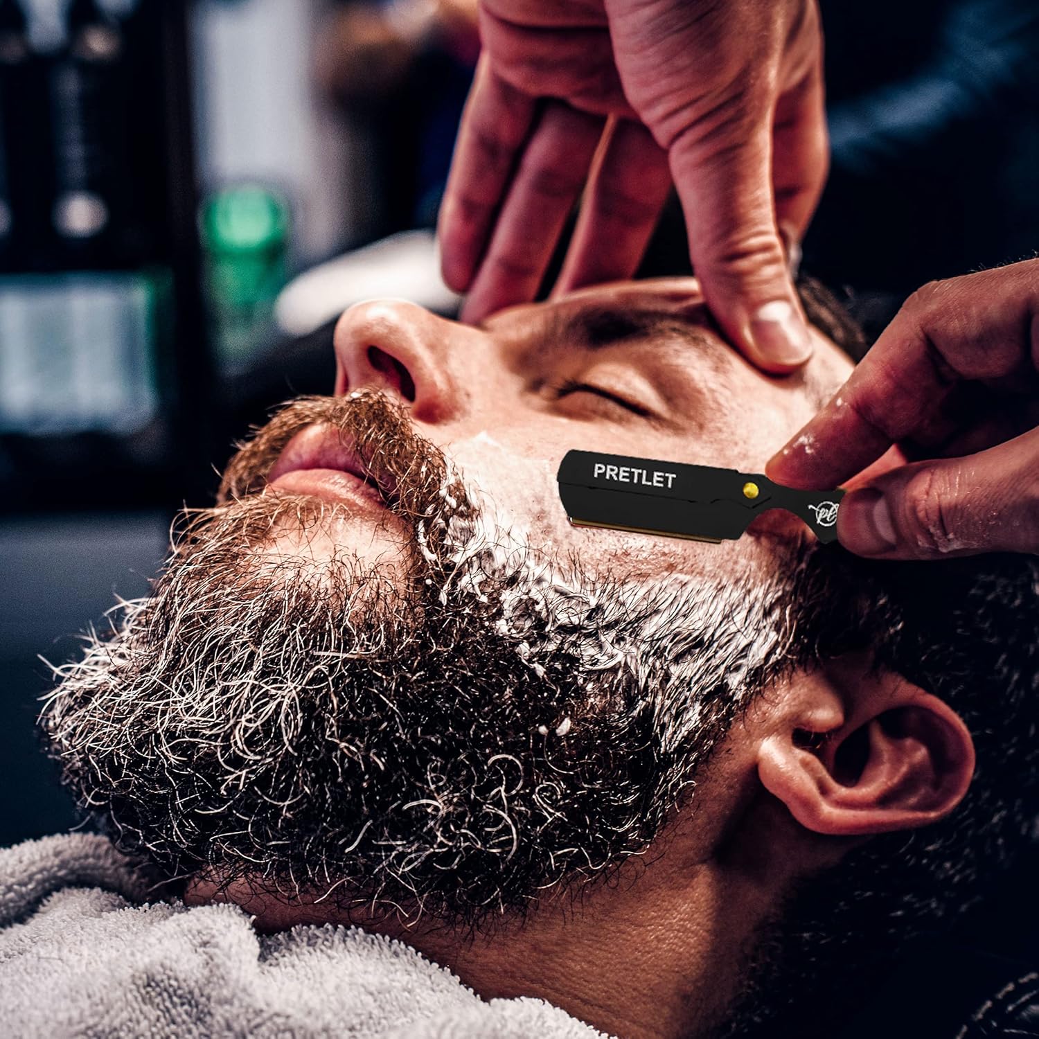 Professional Straight Razor - Straight Edge Single Blade Razor with Single Edge Blades – Stainless Steel Barber Razor for Men Disposable Straight Shaving Razor (Black Razor with Blades)