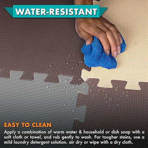 Miniatura 18 de ProSource Alfombra de espuma para rompecabezas para niños y bebés con colores sólidos, 36 o 16 azulejos encajables con bordes, Negro/Gris/Blanco