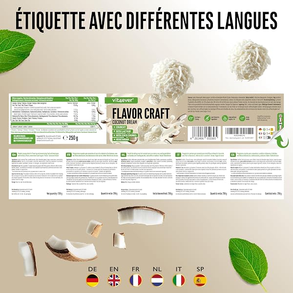 Poudre d'arôme Rêve de Noix de Coco avec plein de morceaux -250 g - Goût et douceur délicieux - Utilisation polyvalente pour aliments & boissons - Flavour Powder - FLAVOR CRAFT - 5
