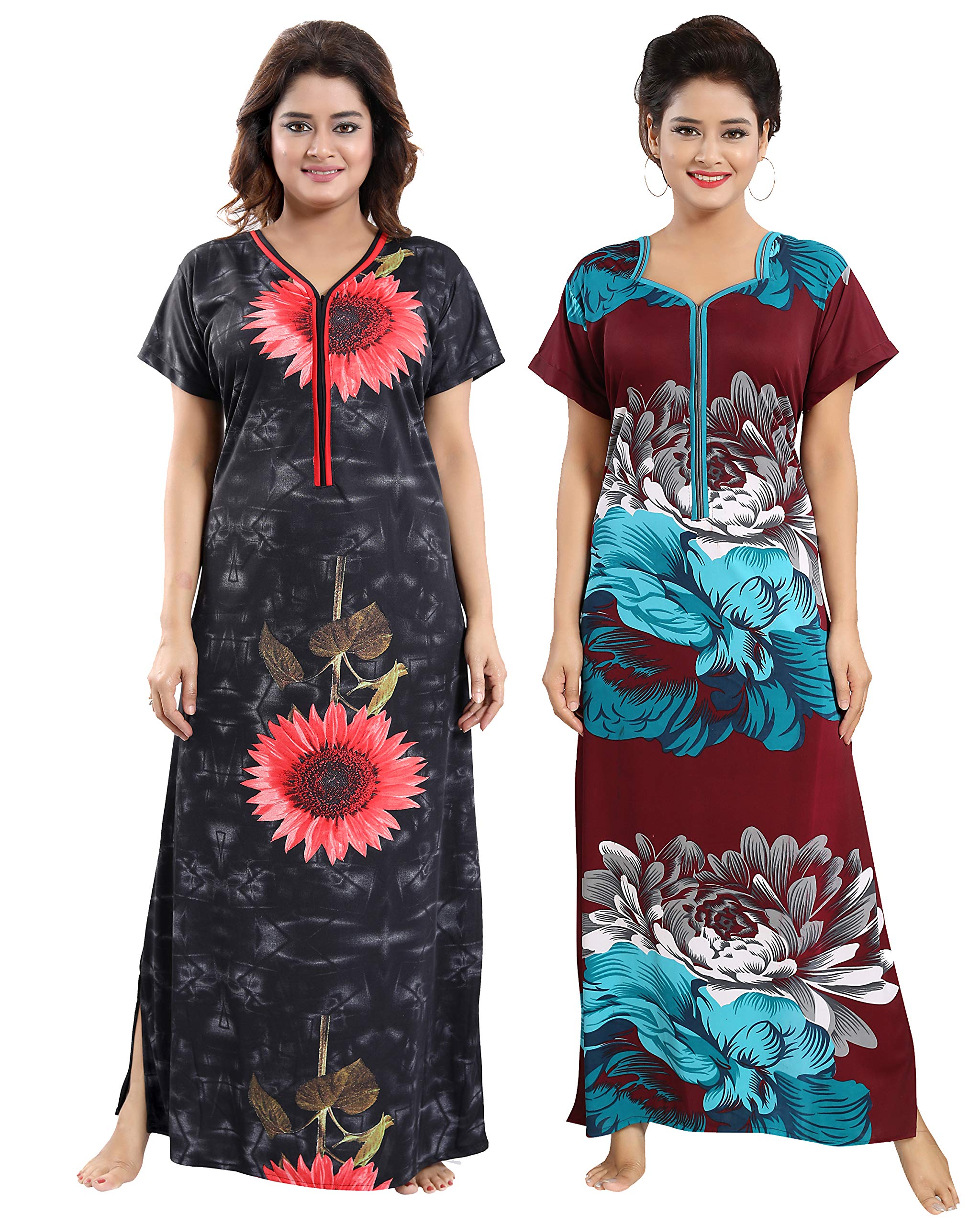 Shopping StationWomen Satin Nighty Combo