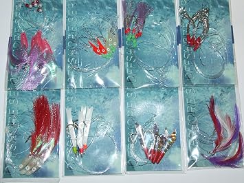 Fft 8 Pack Cod Mackerel Bass Herring Hokki Feather Daylite Rigs Lure Boat Pier Fishing Spinning