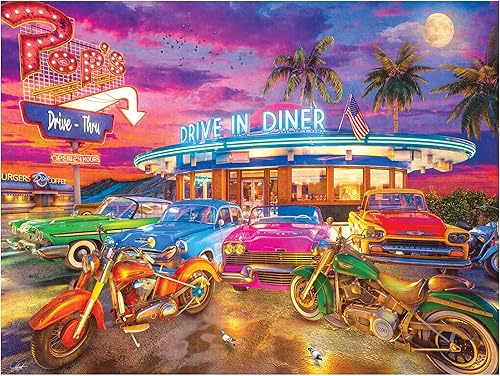 RoseArt - Volver al pasado - Drive in Diner - Rompecabezas de 750 piezas para adultos