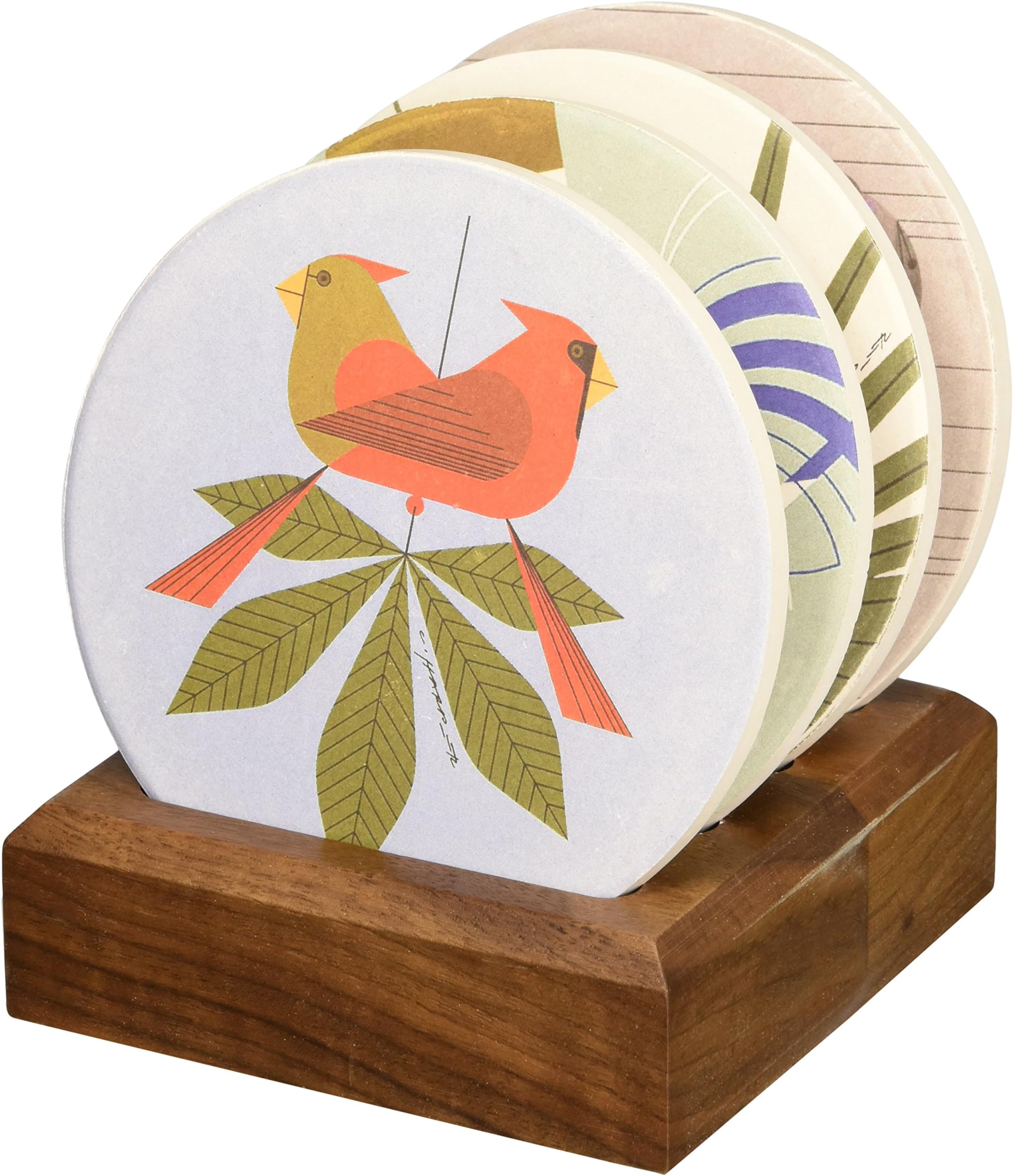 Charley Harper Love Birds Absorbent Stone Coaster Set