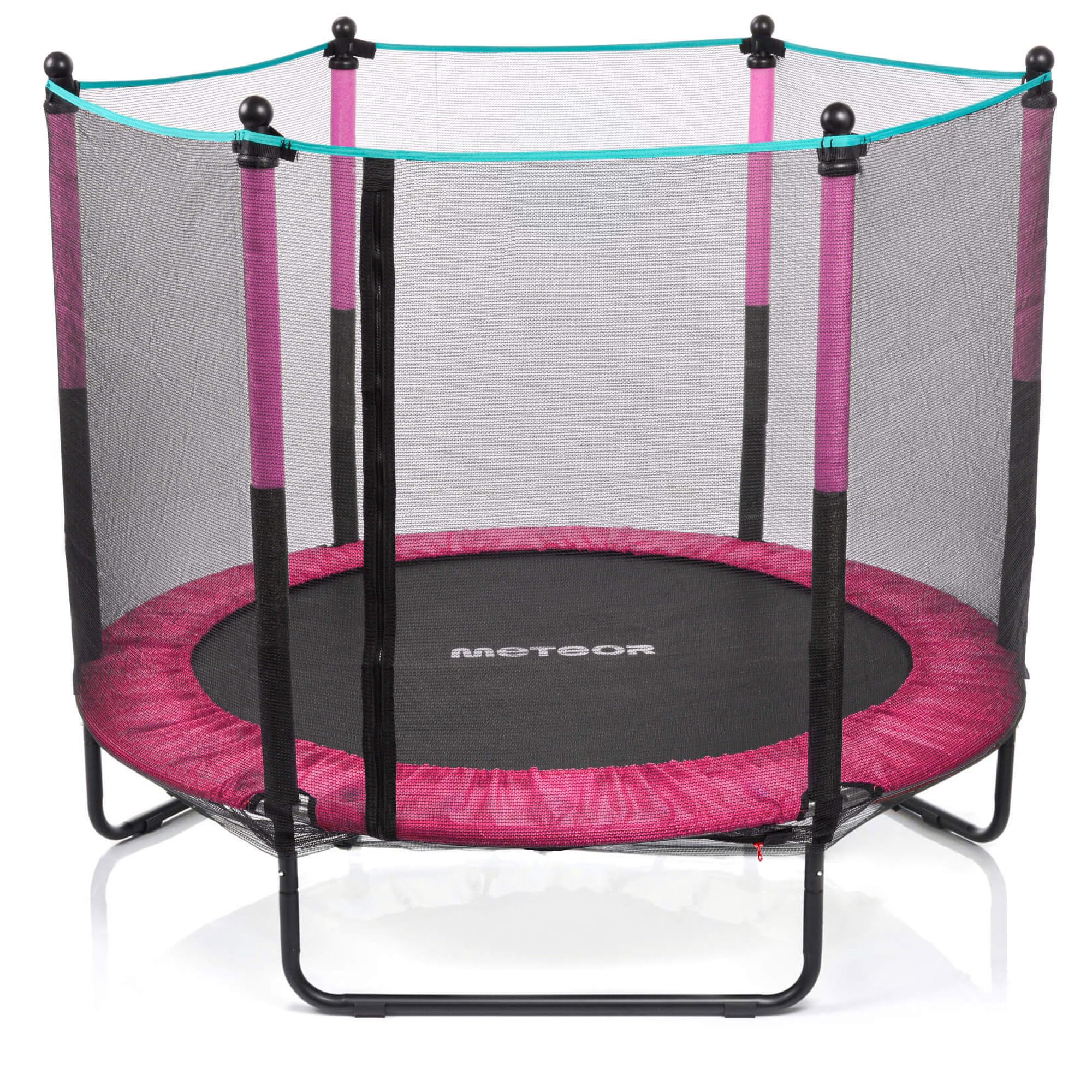 meteor kindertrampolin 140 cm mit sicherheitsnetz Trampolin für Kinder ab 3 Jahre Indoor Outdoor gartentrampolin stabil kompakt rutschfest bis 50 kg