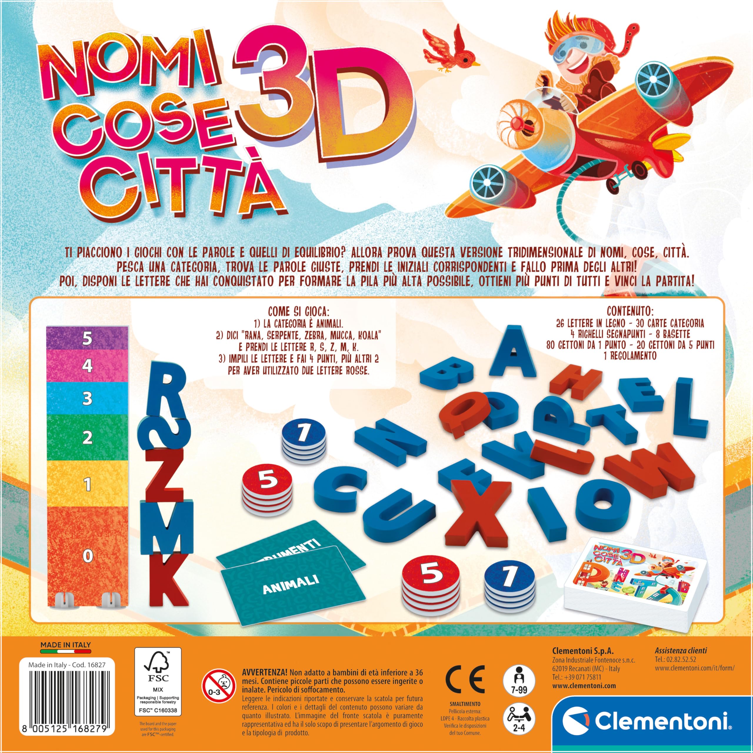 Clementoni Nomi Cose E Città 3D 16827 | Gioco Da Tavolo In Legno | Per Famiglia E Bambini 7+ | 2-4 Giocatori - 5