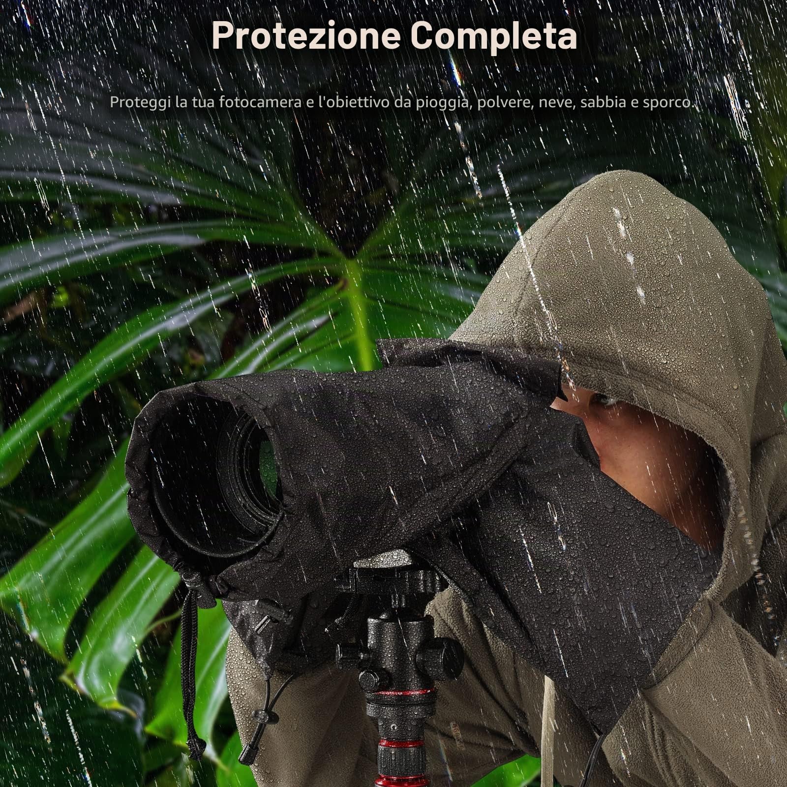 NEEWER Copertura Antipioggia per Fotocamera, Impermeabile in Nylon Resistente di Piccole Dimensioni Compatibile con Canon Sony Nikon DSLR Mirrorless Vlog Camera e Obiettivi Entro 200mm, PB003