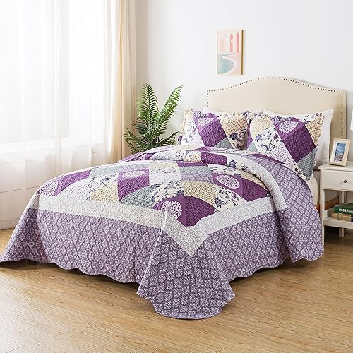 Miniatura 3 de HoneiLife Juego de colcha de tamaño California King de 120 x 120 pulgadas, 3 piezas, tamaño King extragrande, juegos de ropa de cama rústica,
