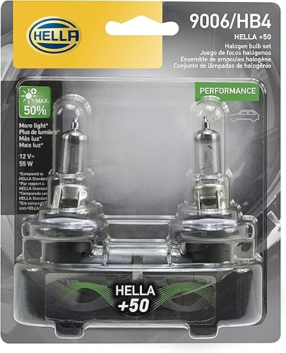 HELLA 9006P50TB Twin Blister +50 Performance Bulb, 12V, 55W, paquete de 2