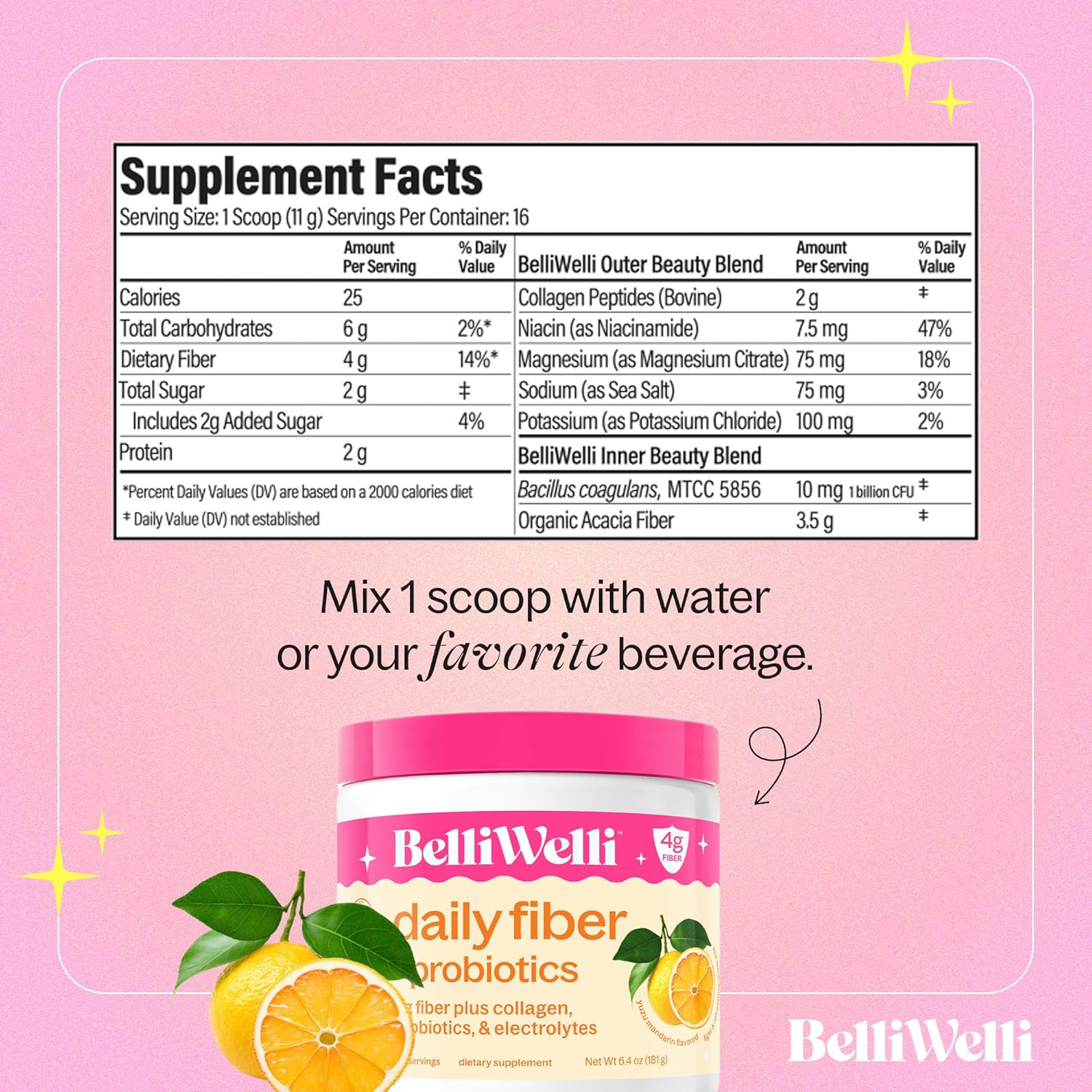 Daily Fiber Supplement Bundle with Collagen, Probiotics & Electrolytes – Watermelon & Orange Yuzu Mandarin Flavors – Supports Digestive Health, Gut Balance & Debloating – 32 Servings Total