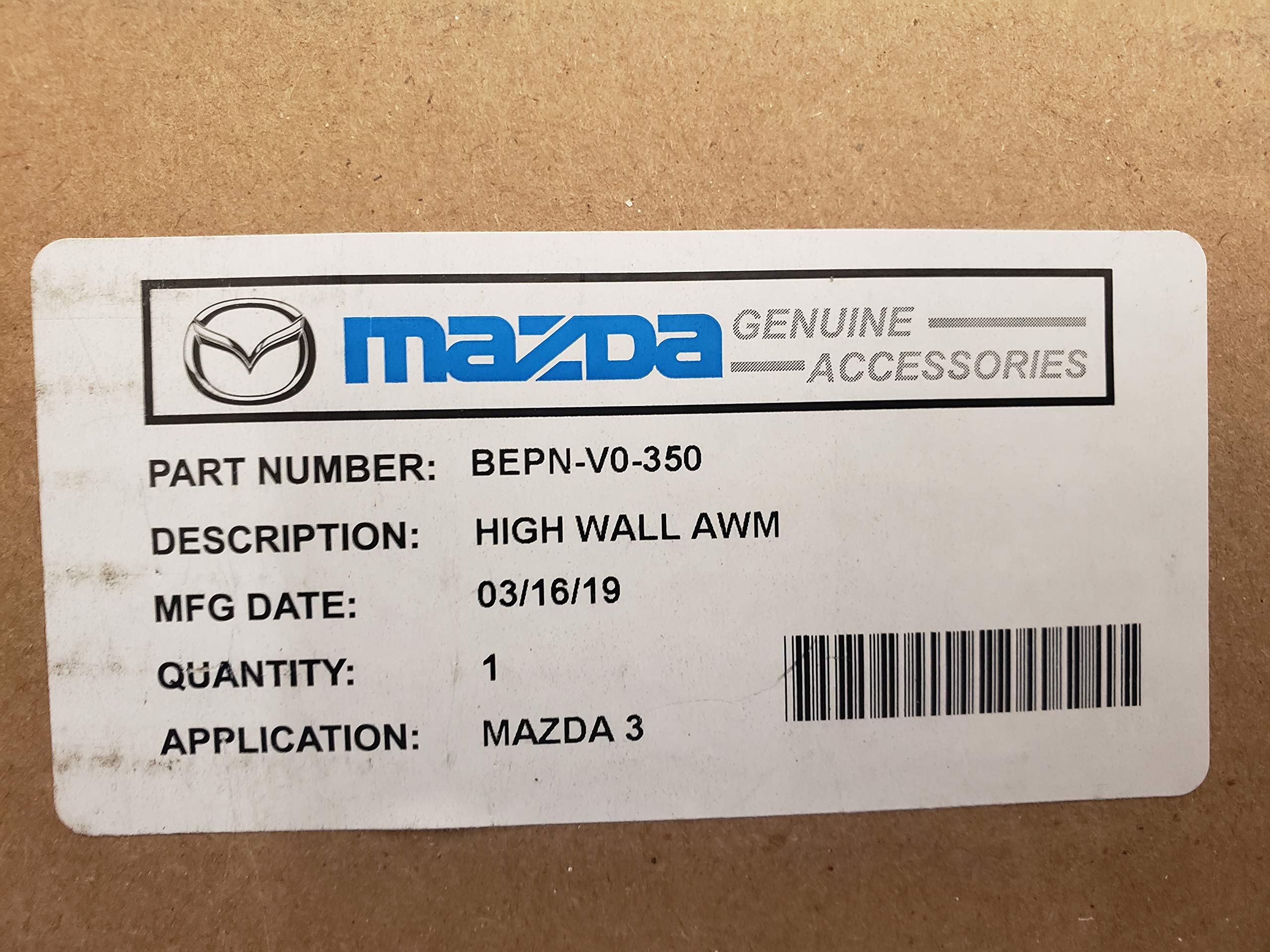 New Genuine 2019-21 Mazda 3 All Weather Floor Mats High Wall 4PC