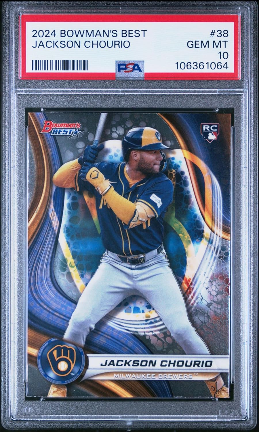 Graded 2024 Topps Bowmans Best Jackson Chourio #38 Rookie RC Baseball Card PSA 10 Gem Mint