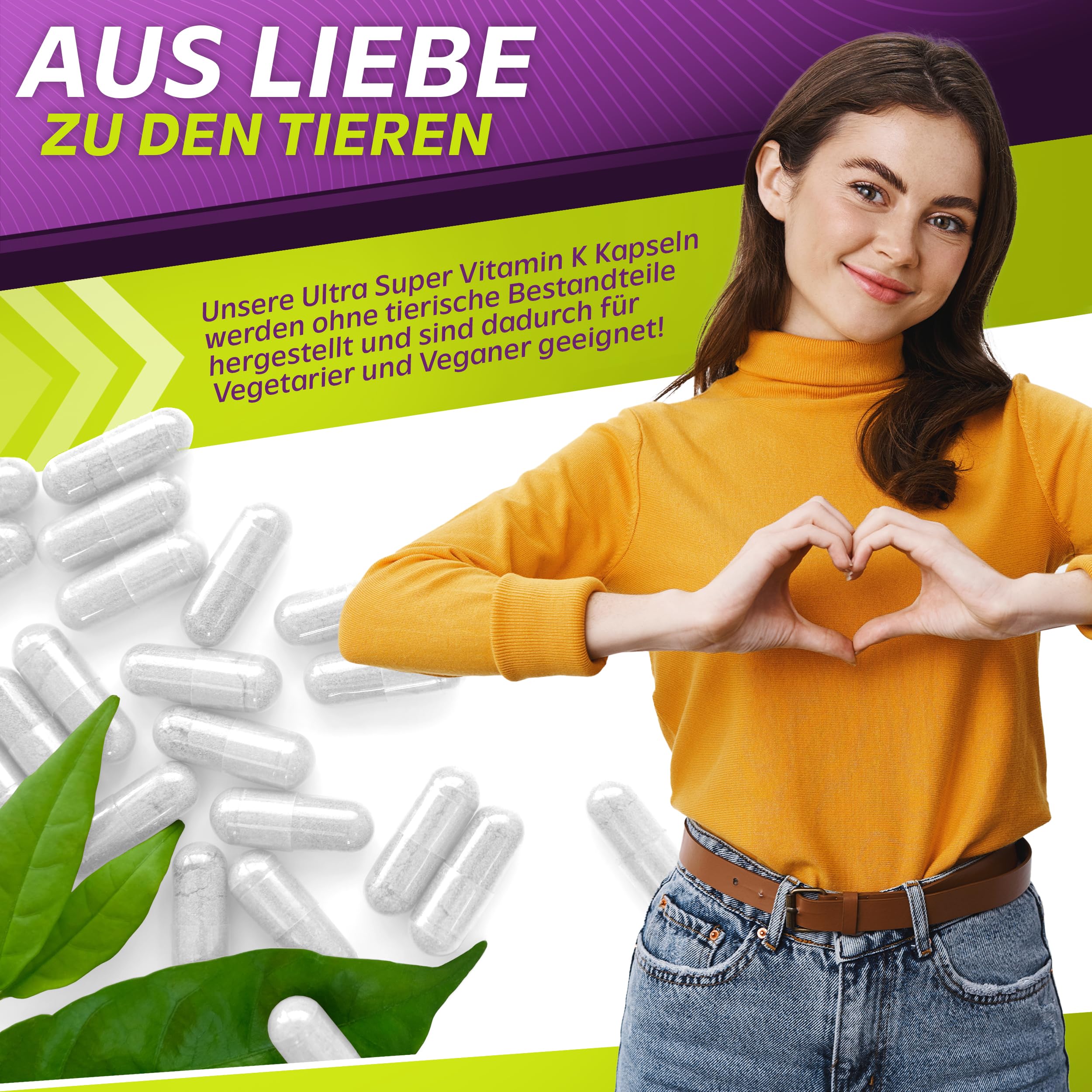 Vita2You Ultra Super K - 3 Vitamin K Formen - 120 Kapseln - Vitamin K2 und K1 - MK4 & MK7 - K2VITAL - Hochdosiert - Premium Qualität