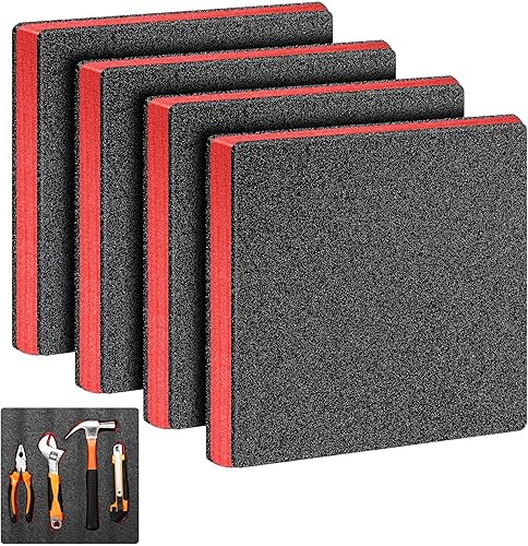 4 almohadillas de espuma de poliuretano cortables para manualidades, caja de herramientas de color negro, inserto de espuma para estuches, relleno