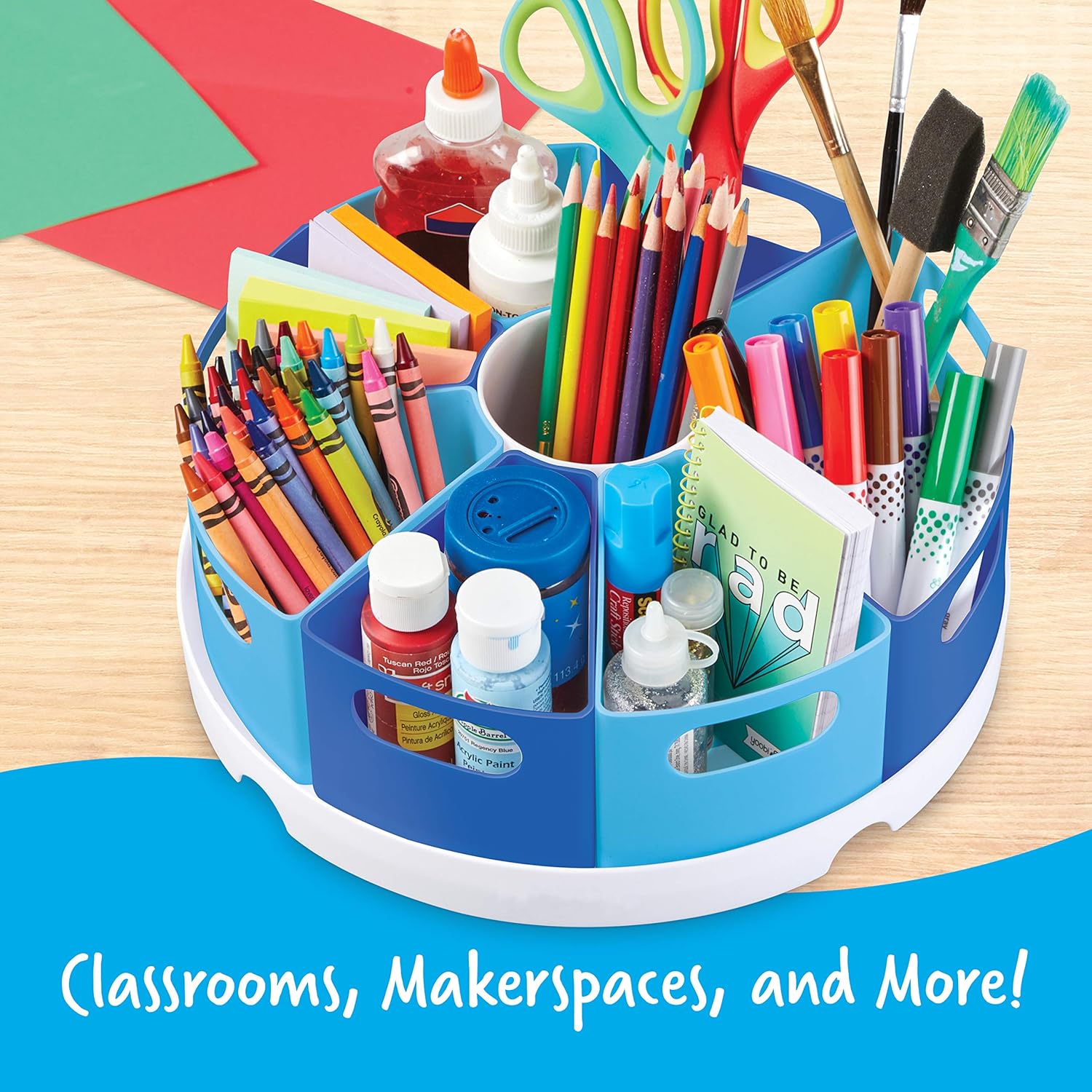 Learning Resources Create-a-Space Storage Center - Blue, 10 Piece Set Homeschool Storage, Fits 3oz Hand Sanitizer Bottles, Classroom Craft Keeper
