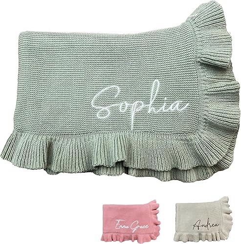 Miniatura 1 de HuitzilAM Manta de bebé de punto, manta de bebé personalizada de 30 x 40 pulgadas para niñas y niños recién nacidos, manta personalizada con bordado