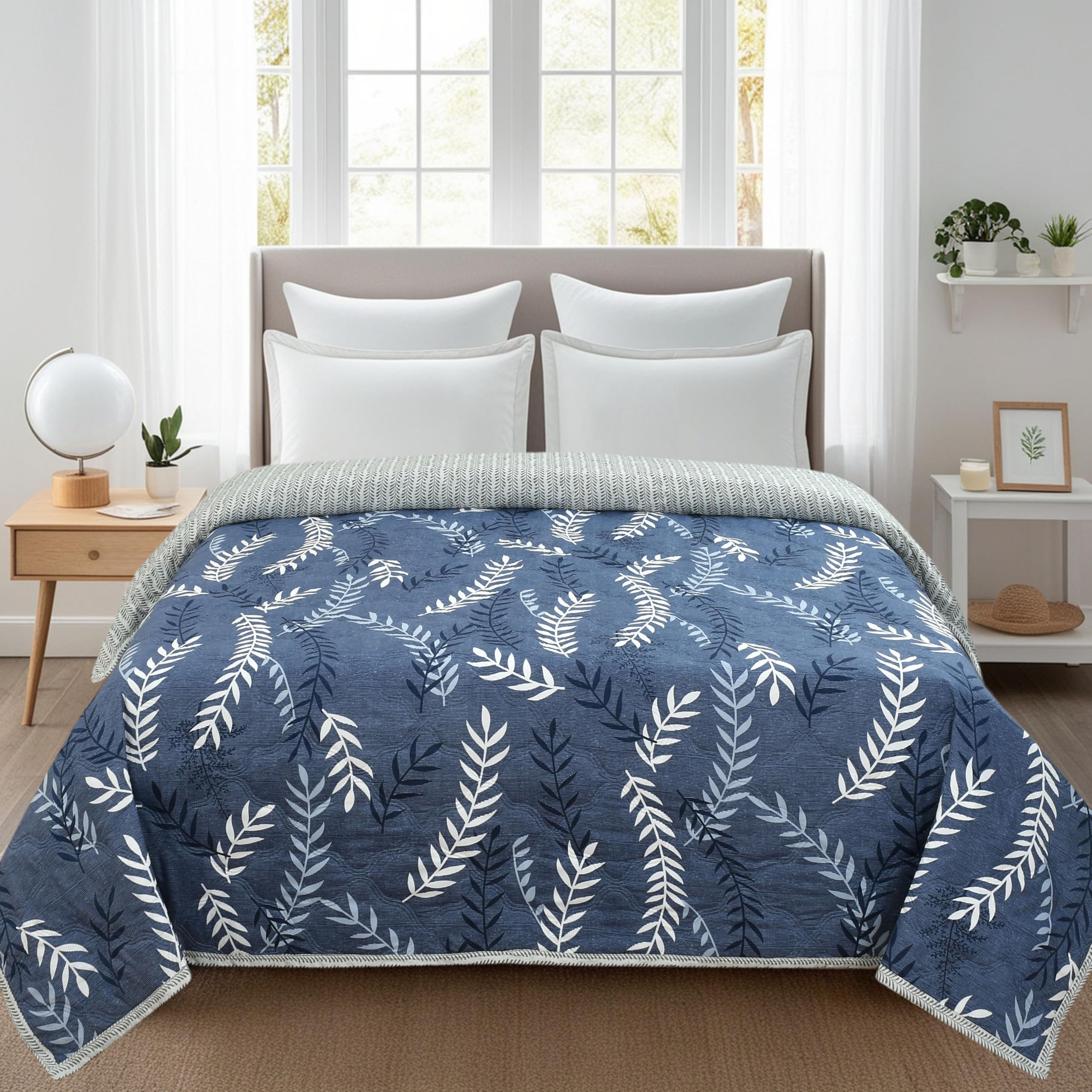Harbell Home Ultrasonic Soft Reversible Quilted AC Comforter/Quilt for King Size Double Bed (95x95 Inch), 120 GSM, Breathable Cozy Bedspread/Bed Cover, Perfect for Cuddling & Gifting, Indigo Twill-image-44
