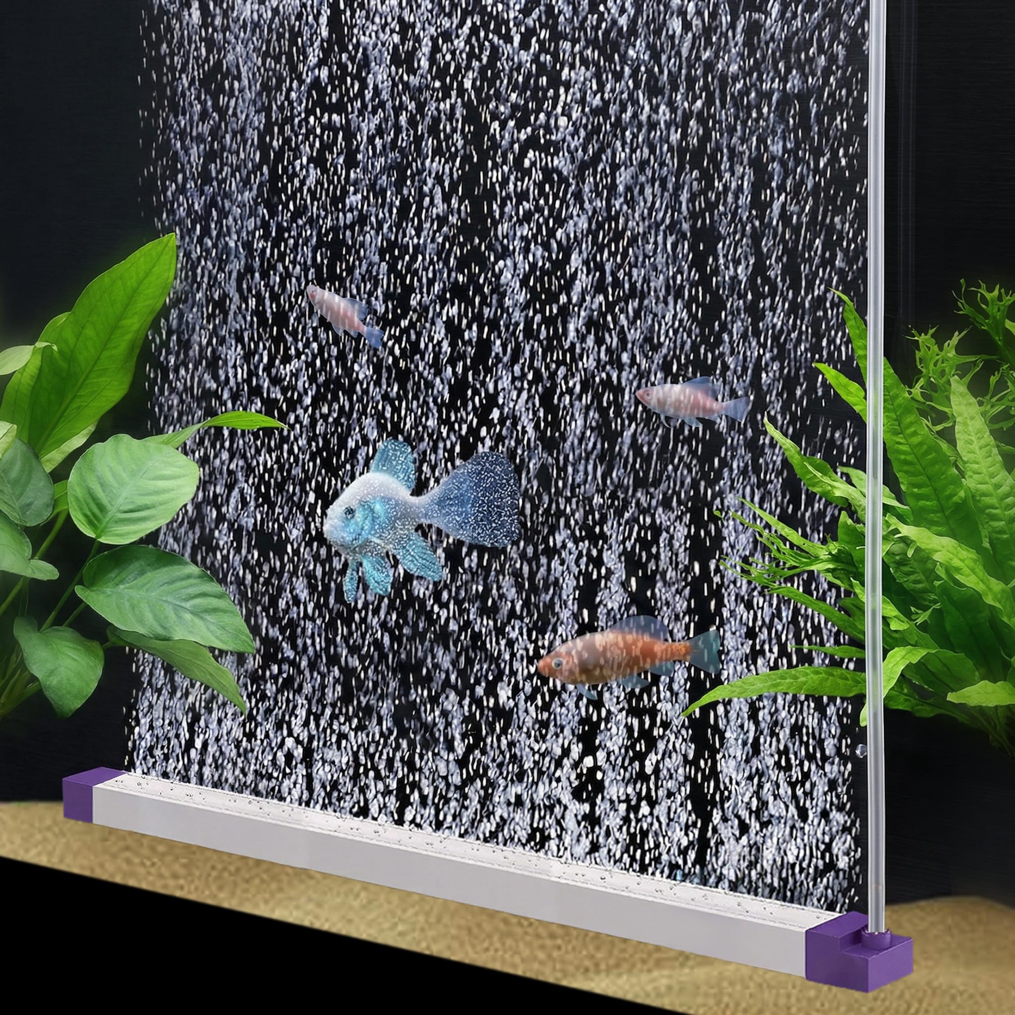 HSHTAM 40 cm Fish Tank Air Bubbler, Aquarium Bubbles Air Stone with 2m Tube High Dissolved Oxygen Diffuser Fish Tank Purple & White Micro Bubble Diffuser (Accessories Included)
