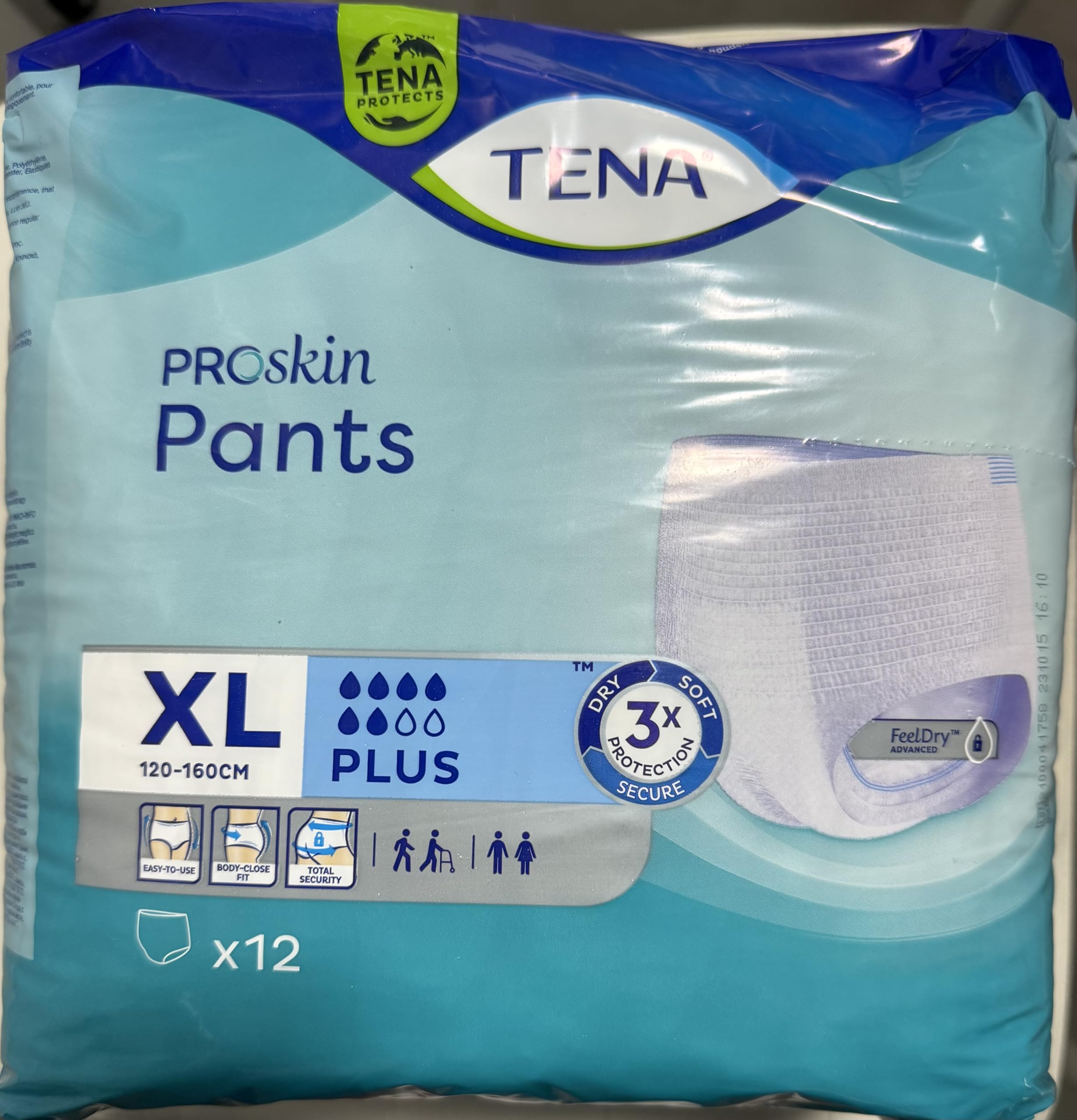 TENA テーナ　PROskinpants プロスキンパンツ　XL 12入り×6 Amazon | TENA プロスキン パンツ Plus XL サイズ (120-160cm)、2袋24
