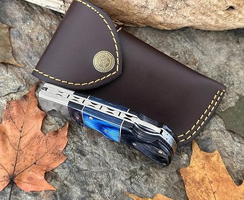 Miniatura 52 de WINTERFELL Damascus Steel Pocket Folding Knife Handmade Premium Quality Knives 6.5'' Small Pocket Knife for Outdoor, Camping, Hiking Back Lock Blade