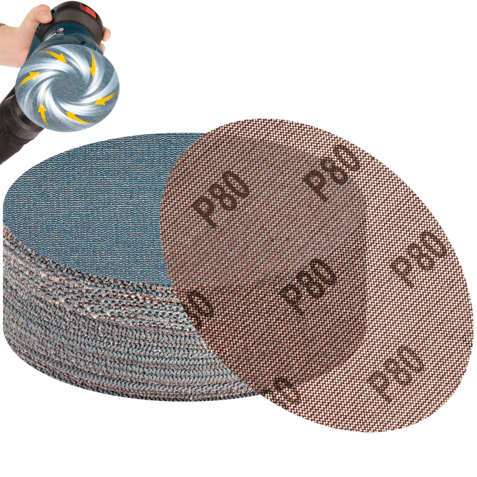 NUTKIT 30PCS Mesh Sanding Discs, 125mm Dust Free Drywall Sandpaper