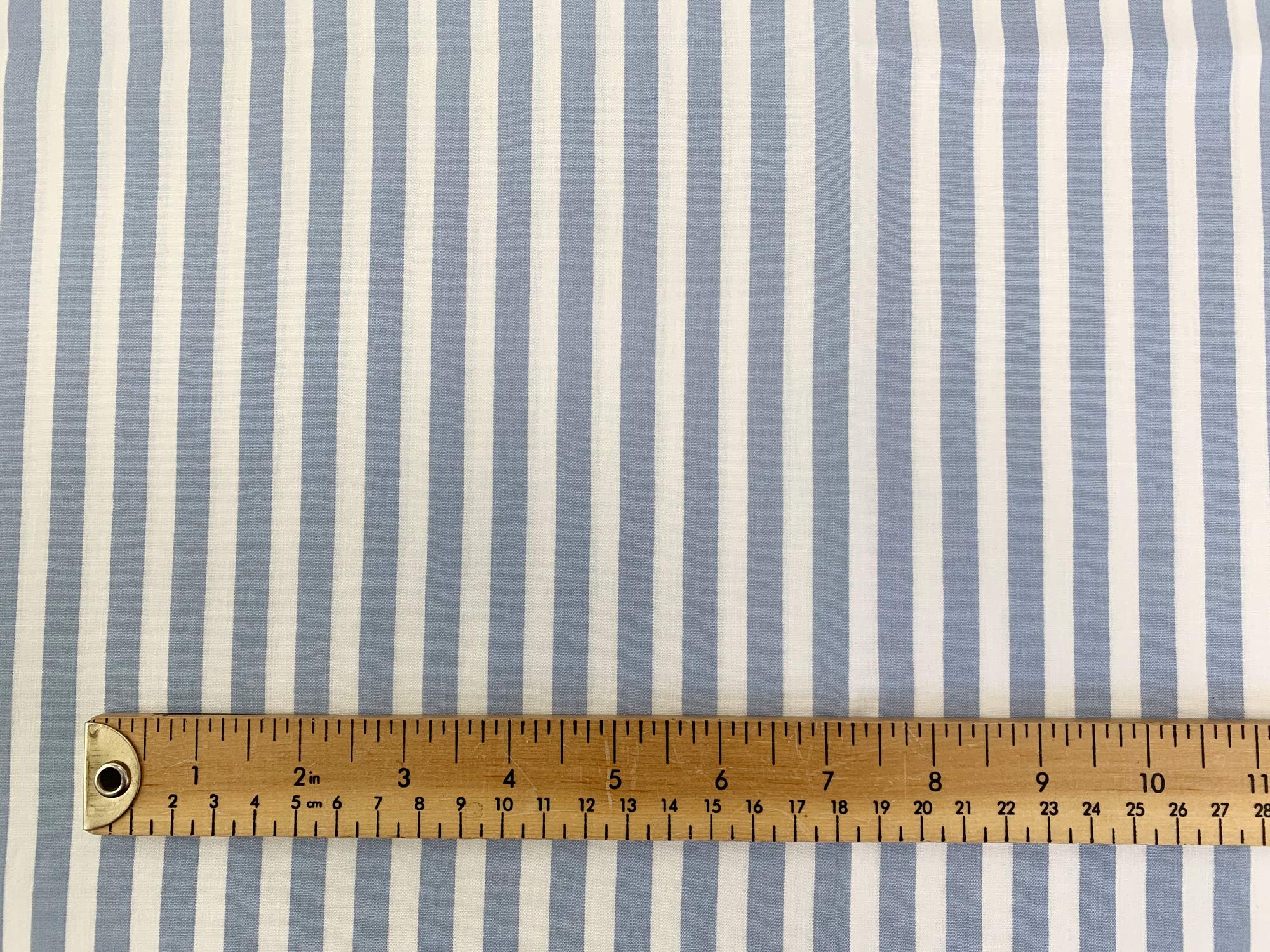 Oddies Textile Blue Cotton Poplin Fabric - Pale & White Stripe - Craft Fabric Material (Cp0080blue)