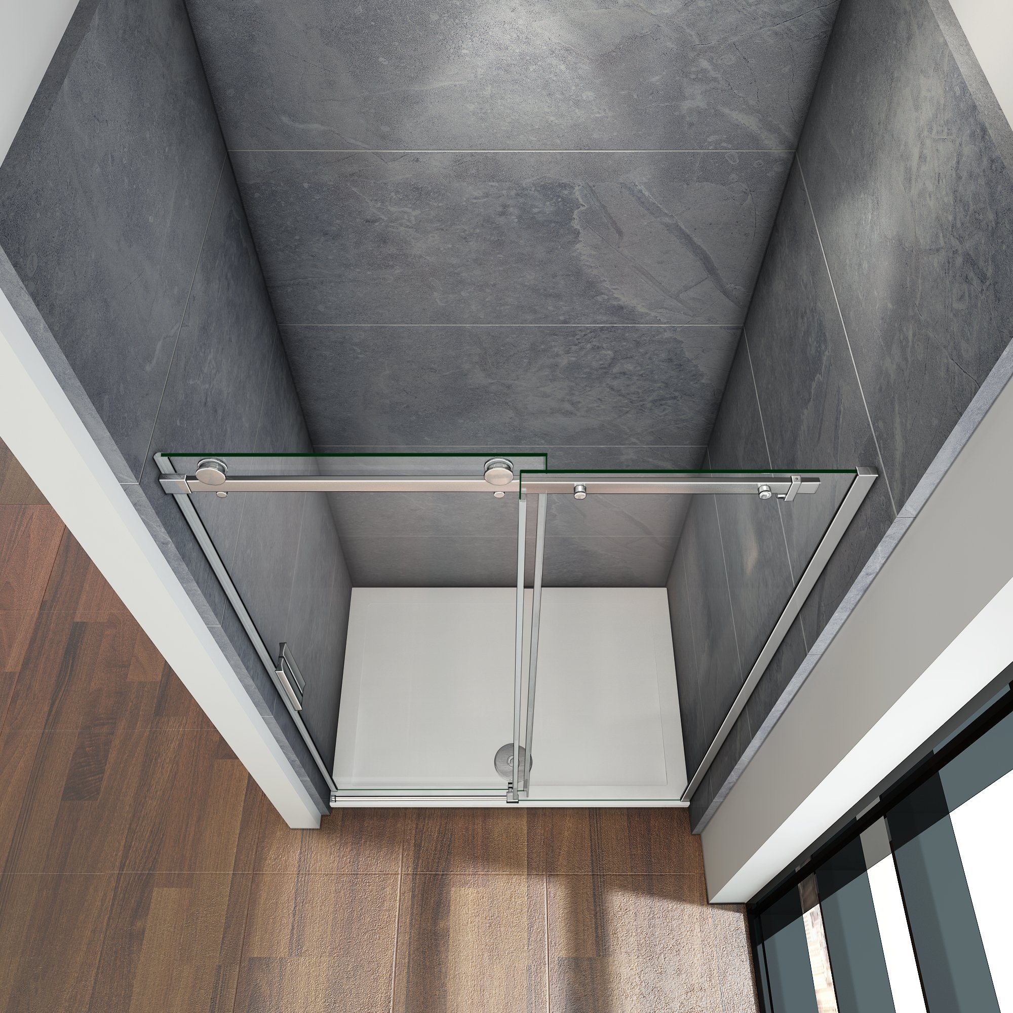 Mampara de Ducha Frontal Puerta Corredera Cristal Templado 6 MM 120x195cm